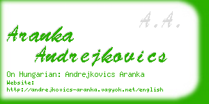 aranka andrejkovics business card